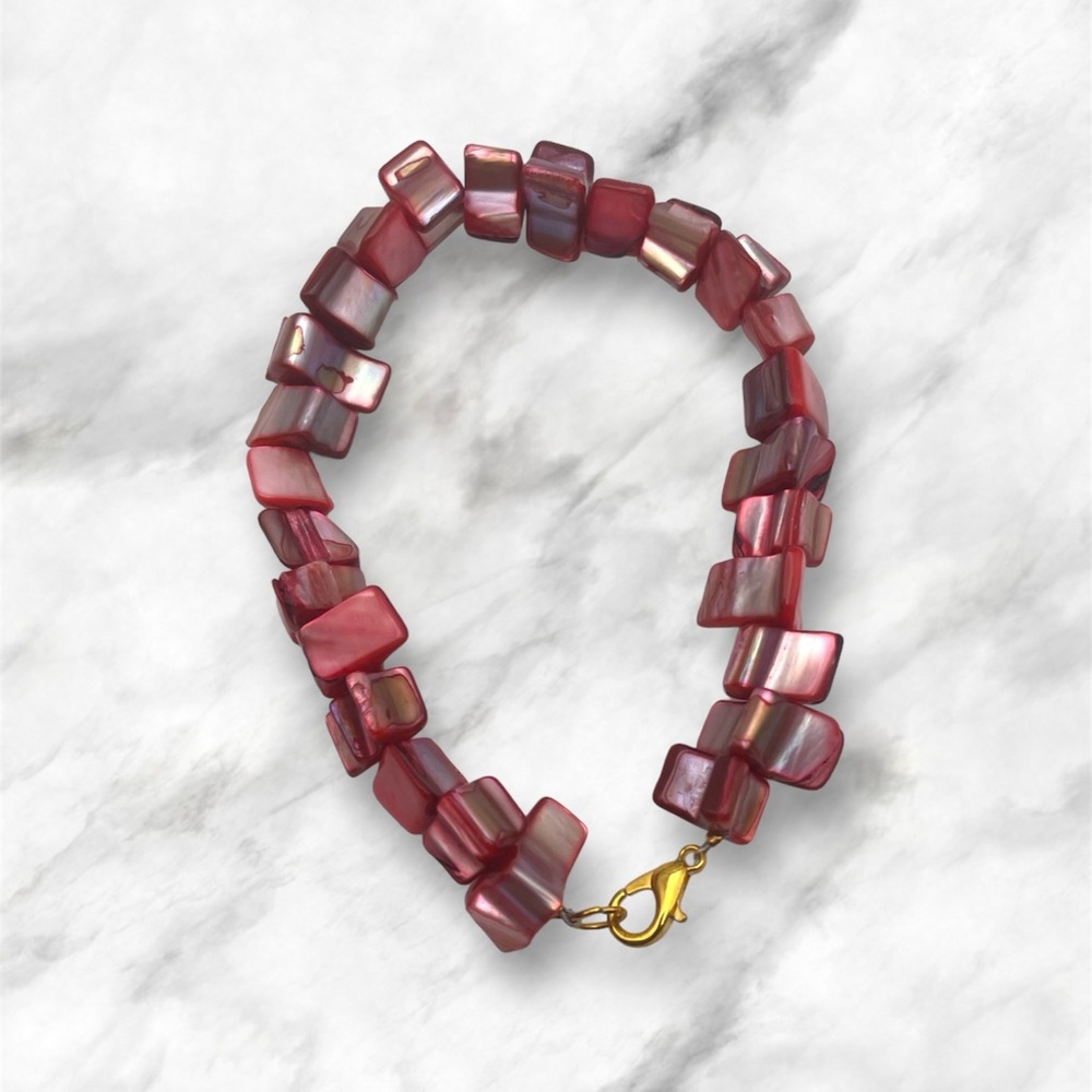 Red Mother of Pearl Shell Bracelet